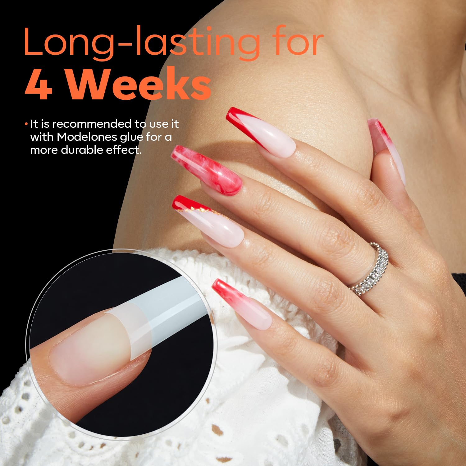 modelones French Nail Tips, 500 Pcs Natural Medium Square Half Cover Nail Tips Gel Milky White Soft Fake Extensions Acrylic 10 Sizes with Box-Velvo Beauty