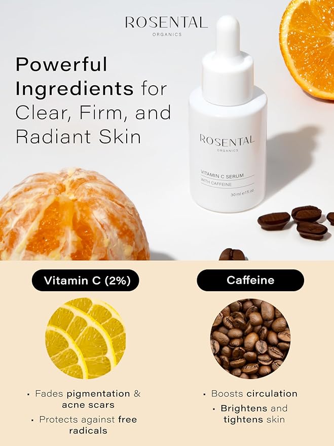 Organics Vitamin C Serum with Caffeine (30ml) – Hydrating Face Serum for Dark Spots, Acne Scars, Wrinkles – Brightening & Anti-Aging Facial Care – Natural Cosmetics – Made in Germany-Velvo Beauty