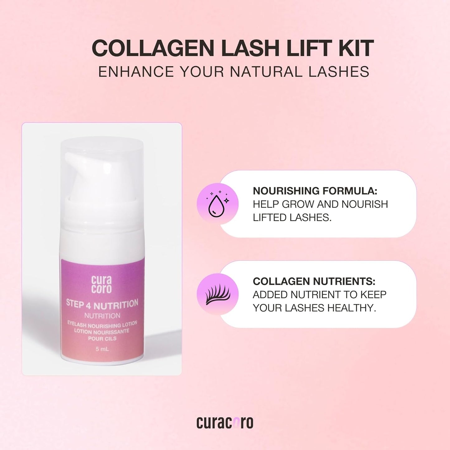 Curacoro Lash Lift Collagen Nourishing Lotion - Professional Eyelash Perm Kit, Semi-Permanent Lash Curling, Nourishing Collagen, Hygiene Safe & Easy to Clean Professional Use (Step 4)-Velvo Beauty