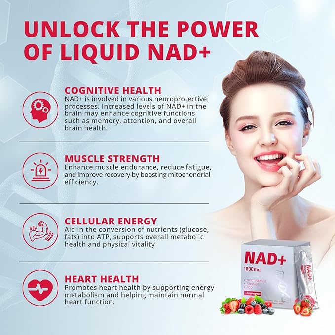 High-Potency 1000mg Nicotinamide Riboside with Resveratrol, PQQ & Quercetin Liquid Supplement, Berry Flavor Drink Mix, Boosts Cellular Energy, Focus & Anti-Aging, 30 Packets-Velvo Beauty