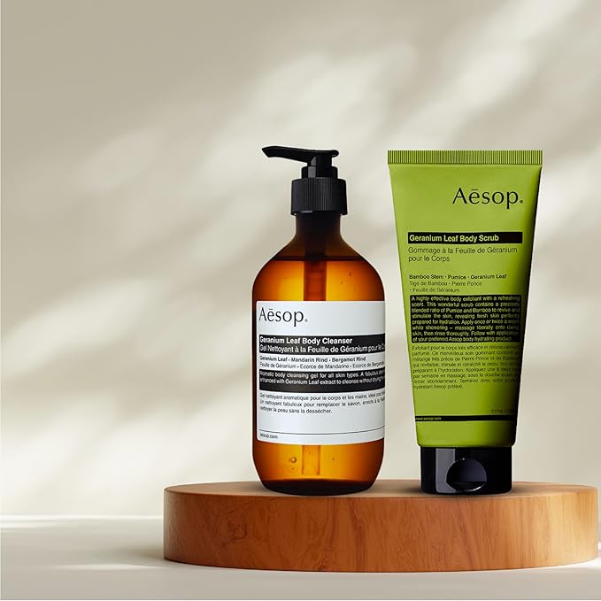 Aesop Geranium Leaf Body Cleanser + Scrub | 16.9 oz + 6.2 oz-Velvo Beauty