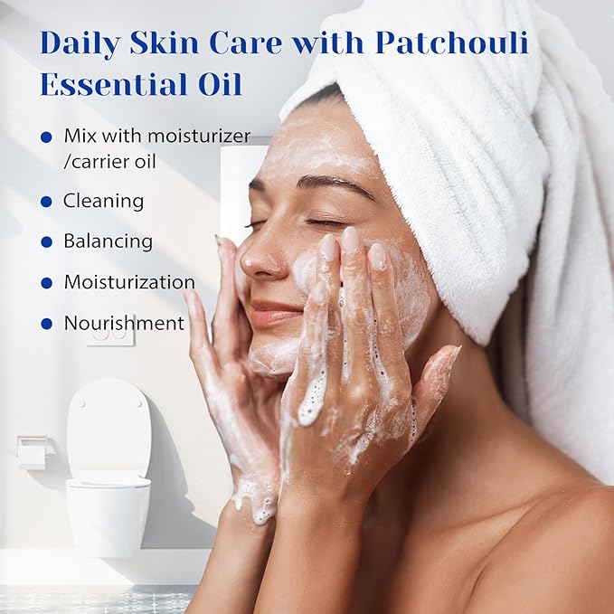 HIQILI Patchouli Essential Oil,100% Pure & Natural for Homemade Perfume, Sooth Skin, Nourish Hair at Home with Diffuser, Gift for Hippie Friend -100ML-Velvo Beauty