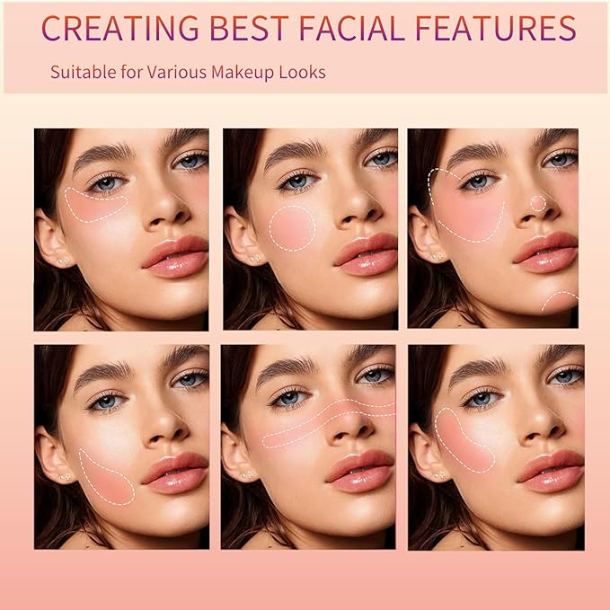 Baked Blush Powder, Natural Glow Blush Palette, Contour Brighten Highlight Face for a Shimmery or Matte Finish, Lightweight Blendable, Long Lasting Face Makeup #02-Velvo Beauty