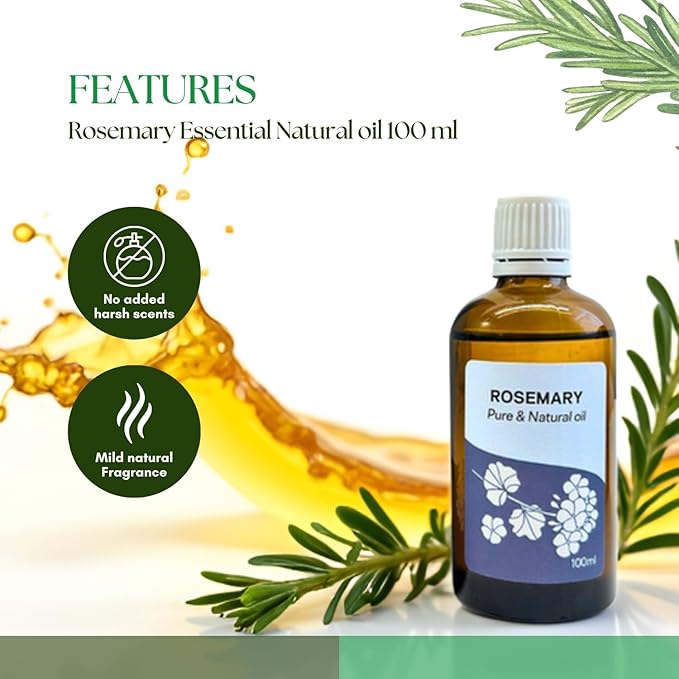 Roots & Above Pure Natural Rosemary Essential Oil 3.38 fl oz/100 ml for Diffuser, Face, Skin Care, Hair, Aroma, Massage, Candle & Soap Making Fragrance DIY use-Velvo Beauty