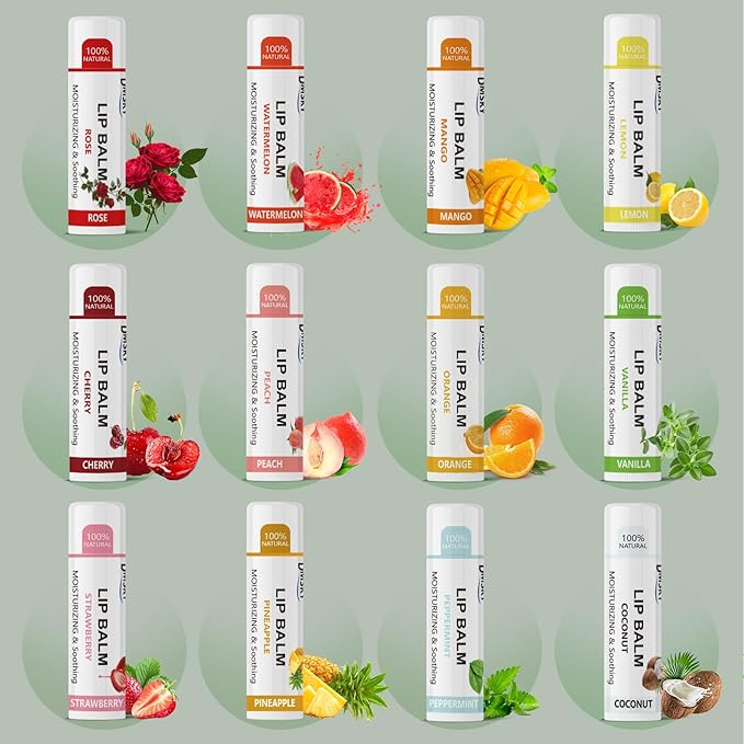 Dmsky Lip Balm Bulk, Fruit Lip Balm Variety Pack, Hydrating Lip Balm for Men Women Kids, 0.15 Oz, 360 count (Pack of 1)-Velvo Beauty