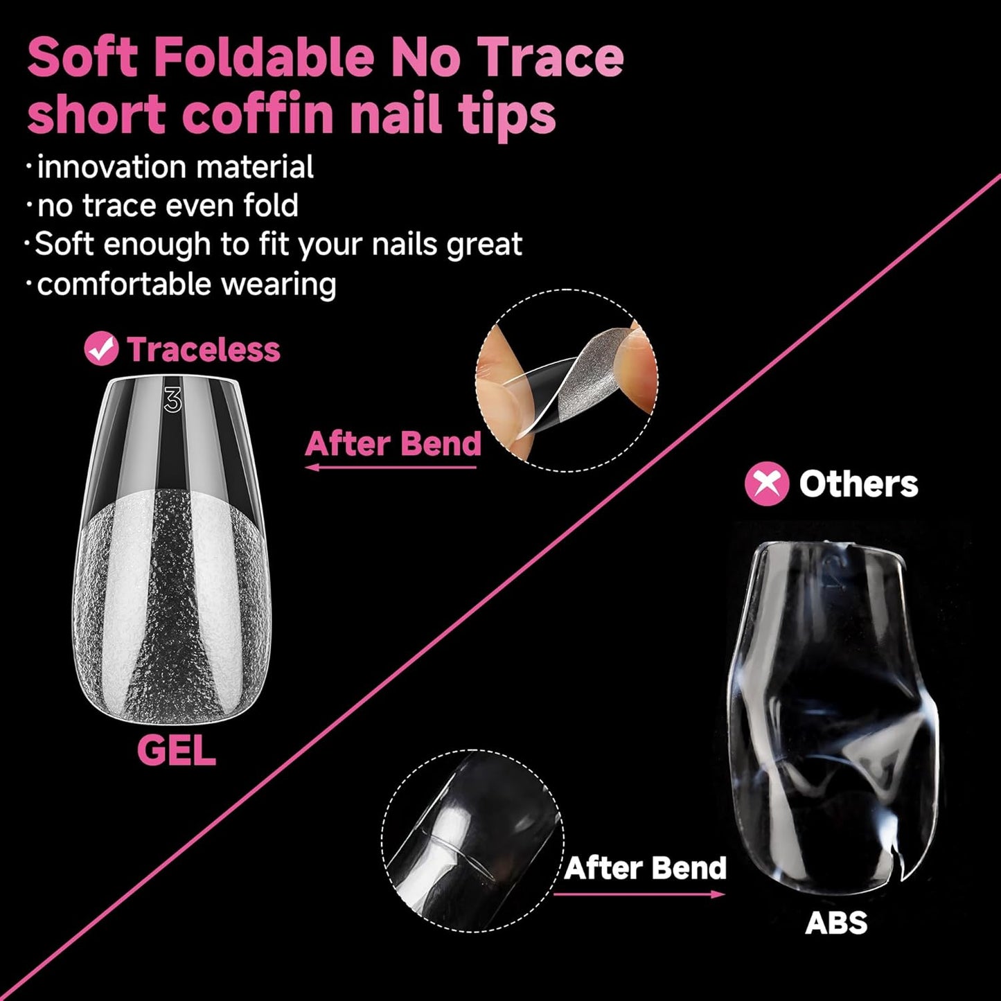 UNA GELLA Short Coffin Nail Tips, 312pcs Short Coffin Gel Nails Tips Pre-shape Half Matte Fake Nails 12 Sizes Full Cover Press on Nails for Acrylic Nail Extension DIY Salon at Home-Velvo Beauty