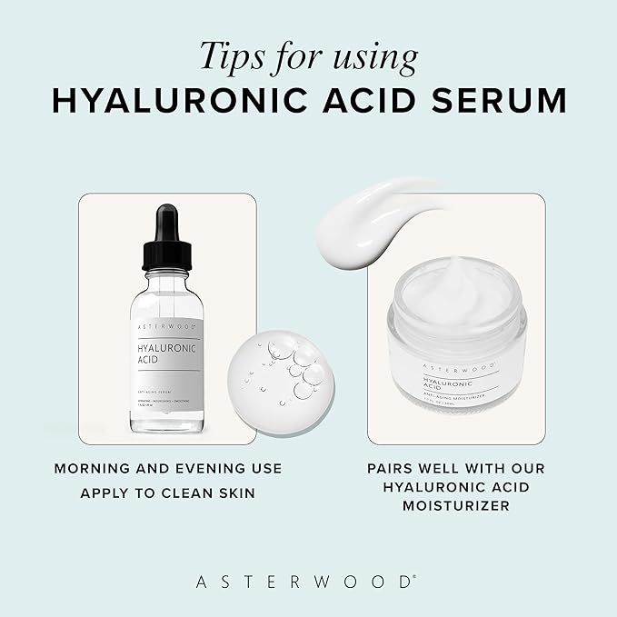Asterwood Hyaluronic Acid Serum for Face - Plumping, Anti-Aging, Hydrating - Fragrance-Free - 2 Fl Oz-Velvo Beauty