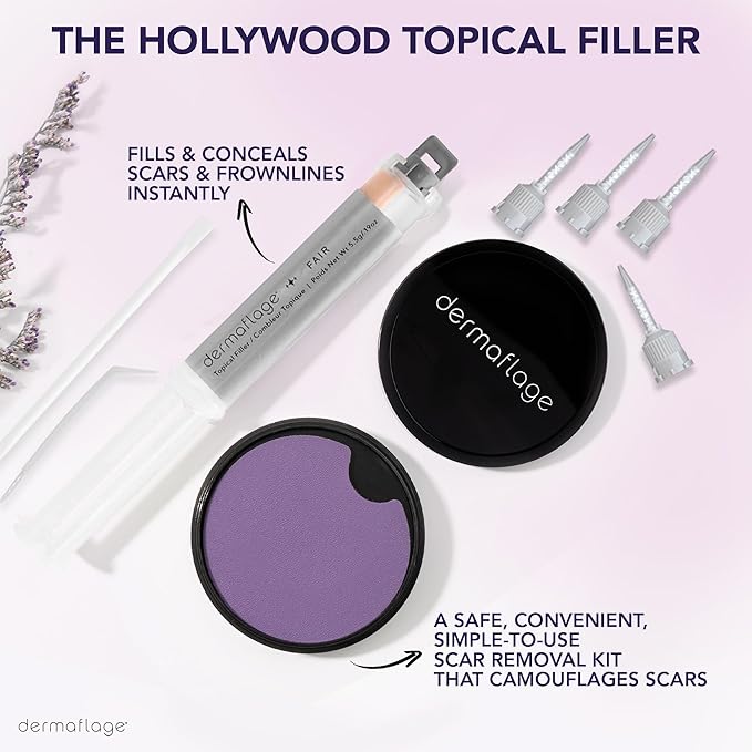 Dermaflage Scar Filler Kit - Medium - Deep Scar Cover and Waterproof Concealer for Acne Scars Wrinkles, and Ice Pick Scars Makeup, 1 mo supply-Velvo Beauty