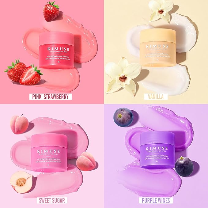 KIMUSE Lip Sleeping Mask Set - Overnight Treatment Lip Care Products | Moisturize & Nourish, Cracked Dry Lips, Intense Hydration with Shea Butter (Colorful Berries)-Velvo Beauty