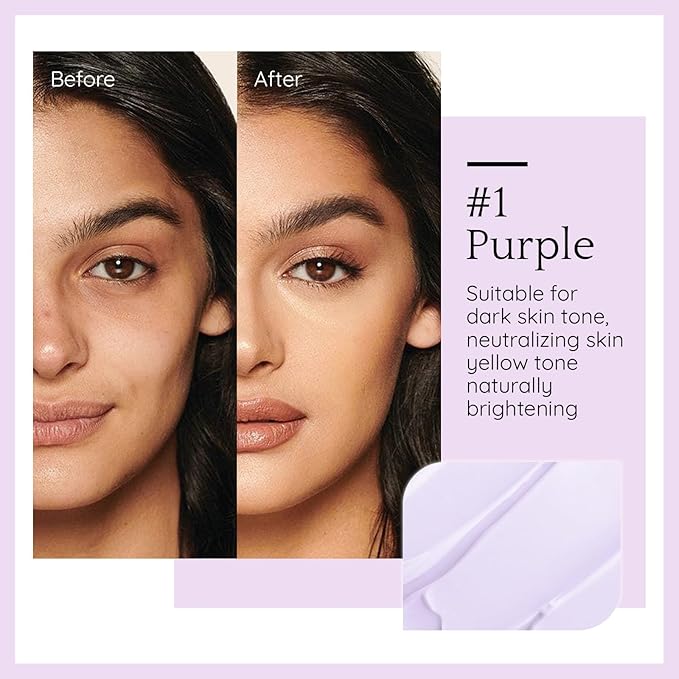 Purple Color Correcting Makeup Primer, Tinted Face Primer Moisturizer Neutralize Skin Tone Brighten Blur Pores Hydrate Makeup Pore Primer Base Tone Correct- Dream Purple 30ML-Velvo Beauty