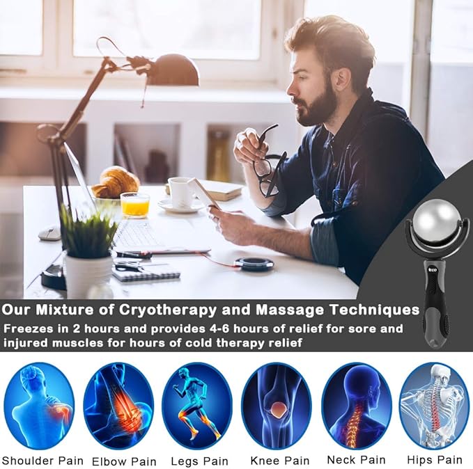 Cryosphere Cold Massage Roller Ball - Massage Ball for Cold & Heat Relief, Myofascial Release, Trigger Point Therapy, Muscle Knots - Deep Tissue Ice Massager-Velvo Beauty