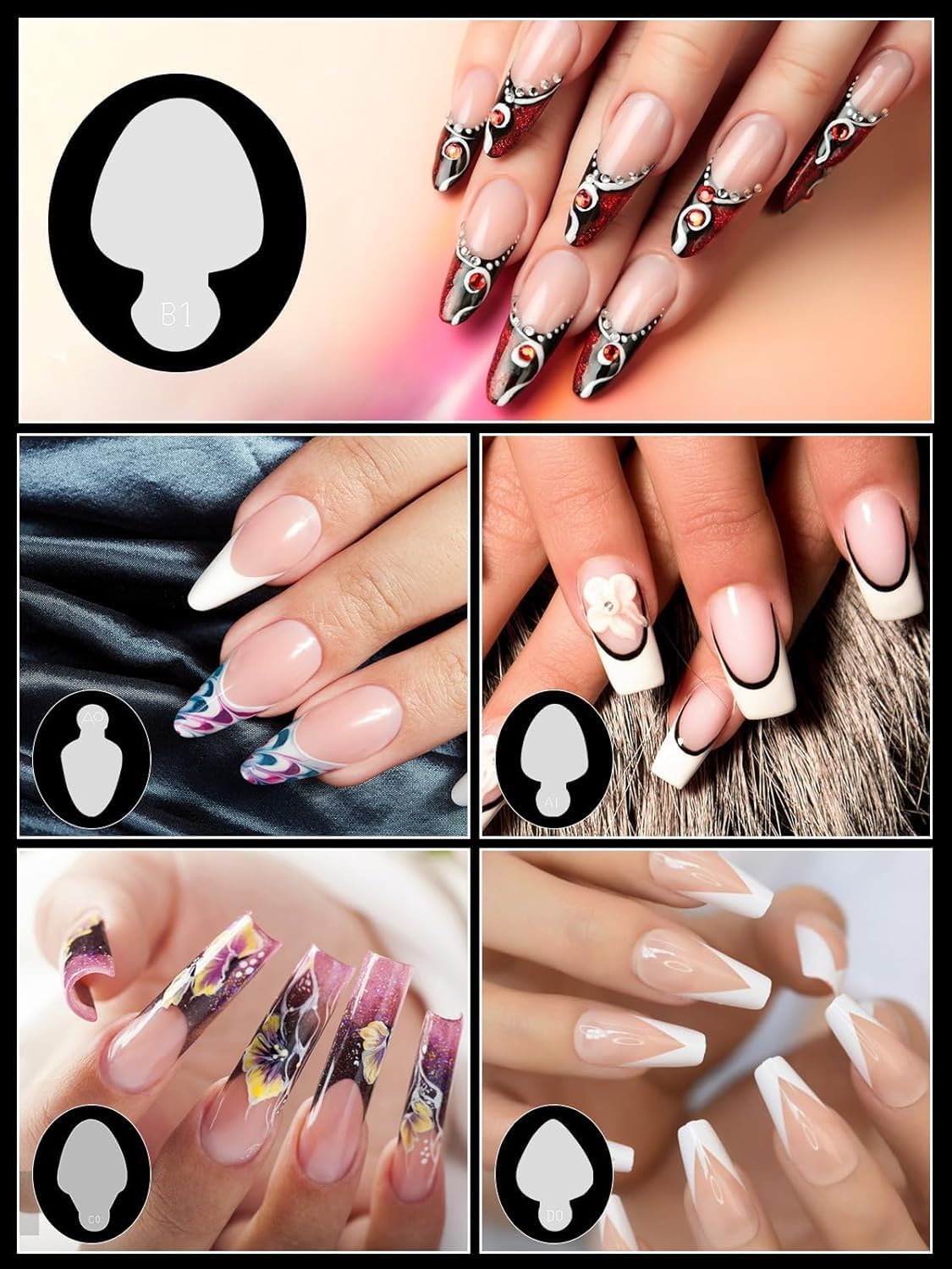 EBANKU 144PCS French Nail Forms Stickers Reusable Silicone Tip Stickers for Dual Nail Forms, Soft Manicure Stencil for Poly Gel Nail Mold-Velvo Beauty