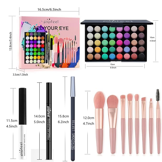 Makeup Kit for Women, Eyeshadow Makeup Gift Set for Teen Girls, Eyebrow Eye Shadow Makeup Kit with 40 Colors Eyeshadow Palette, Mascara, Eyeliner, Eye Brow Pencil, Eye Brush-Velvo Beauty