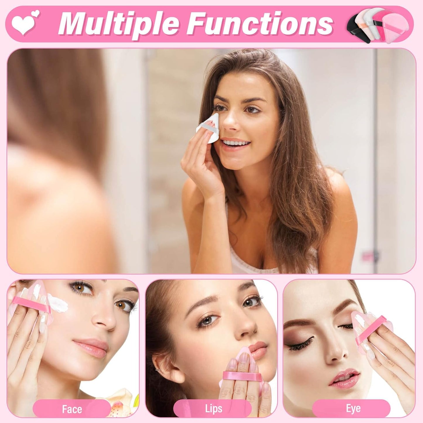 Caffox 60pcs powder puffs for face powder, Triangle Powder Puff for Setting Powder, Makeup Puffs for Loose Powder and Press Powder, Makeup Sponge Powder Applicator for Face and Eye-Velvo Beauty