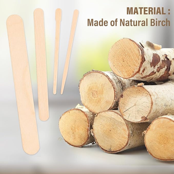 4 Style 500 Pcs Waxing Sticks Assorted Wax Applicator Sticks For Body Legs Face With Small Medium Large Sizes Wood Popsicle Sticks For Waxing Or Wood Craft Sticks-Velvo Beauty