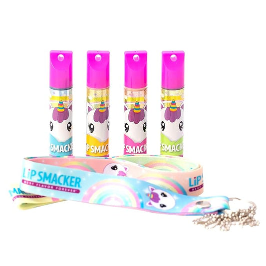 Lip Smacker Flavored Lip Balm Set With Lanyard, Unicorn, Lip Care to Moisturize Dry Lips-Velvo Beauty