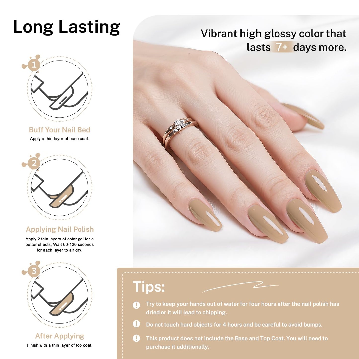 16.5ml Nude Brown Nail Polish Large Volume Quick Drying Nail Polish, Fast Drying and Long Lasting Color Nail Art DIY Home Manicure Gift for Women-Velvo Beauty