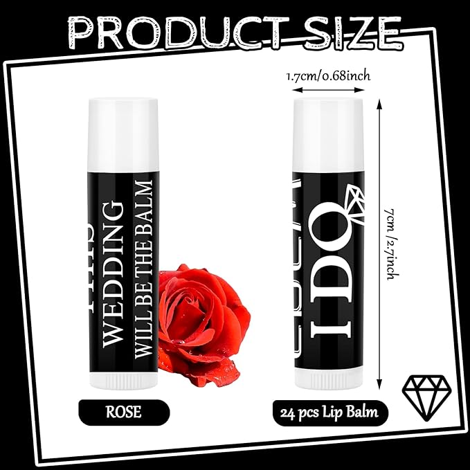 24 Pcs Bachelorette Lip Balm I Do Crew Wedding Party Gifts Bachelorette Lip Balm Gift Wedding Favors for Bachelorette Wedding Party Guest Supplies (Black with White)-Velvo Beauty