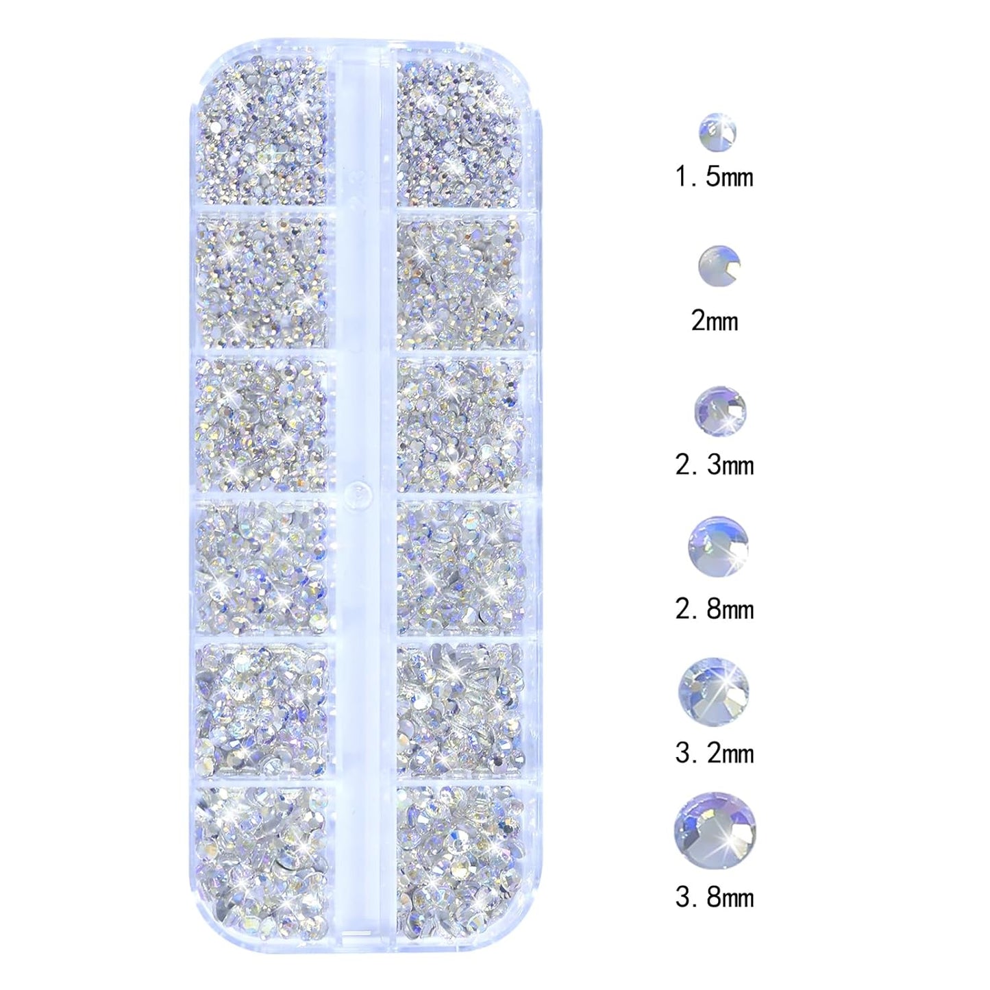 HNUIX Nail Rhinestones - 3D Multi Shape Size, Crystal Blue Moonlight Nail Gems, Flat Back, with Kit, for Nail Art, DIY Decorations-Velvo Beauty