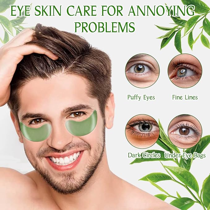 Under Eye Patches for Dark Circles and Puffiness, 60 Pcs Green Tea Collagen Eye Mask, Hydrating Eye Patches for Puffy Eyes Wrinkle Treatment, Eye Gel Pads Self Eye Skin Care Gifts for Women-Velvo Beauty