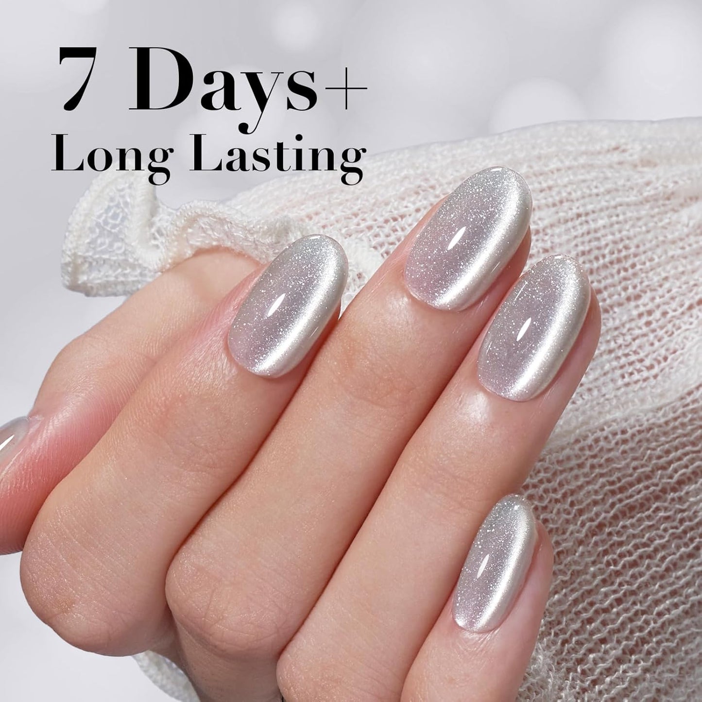 AZUREBEAUTY Cat Eye Nail Polish Fast Drying Silvery Glitter Nail Polish Moonlight Natural Glassy Shine Salon Quality for Women Girl Gifts-Velvo Beauty