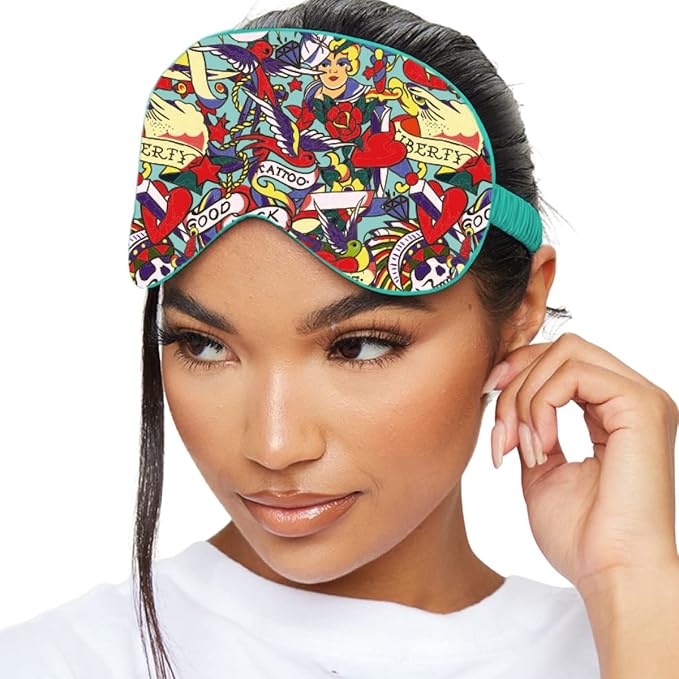 SMUG Satin Sleep Mask & Eye Mask | Travel Sleep Masks for Women & Men | Soft Sleeping Eye Mask to Nourish Skin & Reduce Dark Circles | Eye Sleep Mask Shades to Block Out Light | Tattoo-Velvo Beauty