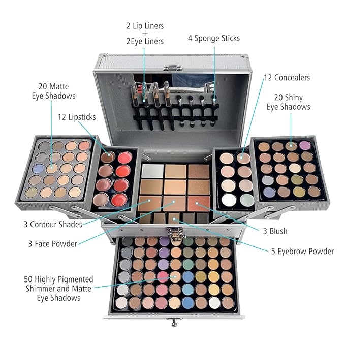 VERONNI 132 Colors All In One Makeup Palette For Women, Eyeshadow Makeup Palette Set, Professional Full Eye Makeup Kit Lipstick Concealer Contour Face Makeup Cosmetics Kit (132 colors)-Velvo Beauty