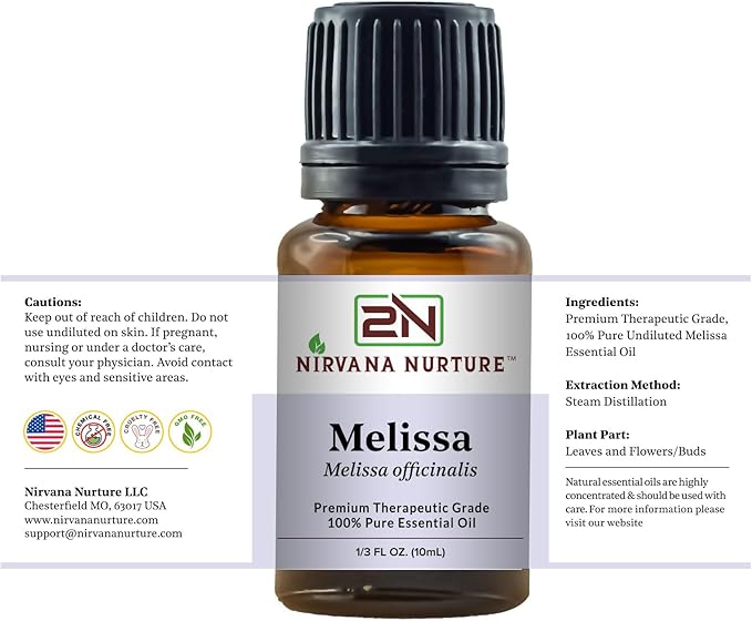 Melissa Essential Oil 100% Pure Premium Therapeutic Grade, Undiluted - Aromatherapy Diffuser for Calm and Relaxation, Skin Care, Hair Care-Velvo Beauty