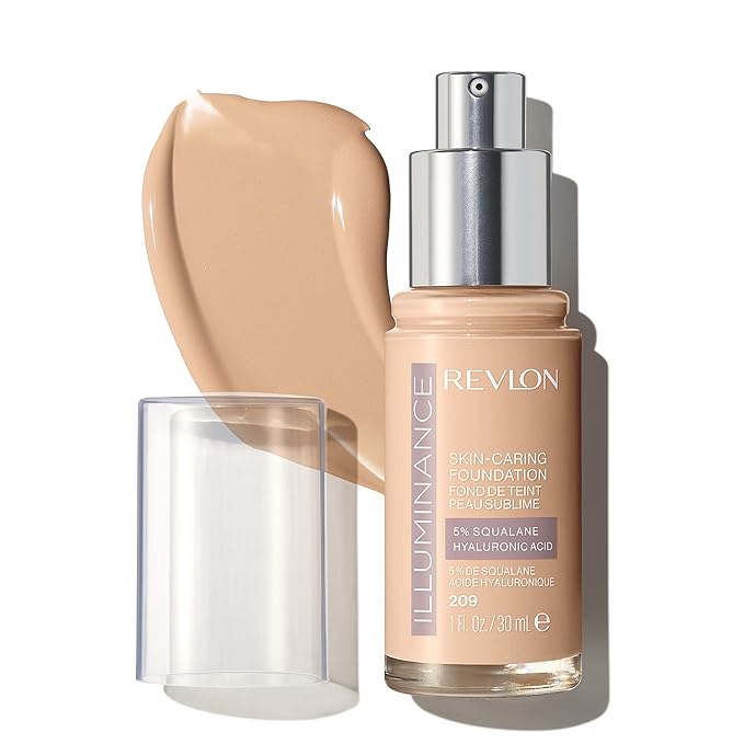 Revlon Illuminance Skin-Caring Liquid Foundation, Hyaluronic Acid, Hydrating and Nourishing Formula with Medium Coverage, 209 Buff Beige (Pack of 1)-Velvo Beauty