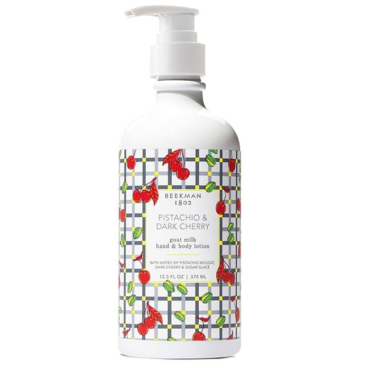 Beekman 1802 Pistachio & Dark Cherry Goat Milk Body Lotion- Scented - 12.5 oz - Hydrating & Deeply Moisturizing - With Shea Butter & Jojoba Seed Oil - Good for Sensitive Skin - Cruelty Free-Velvo Beauty