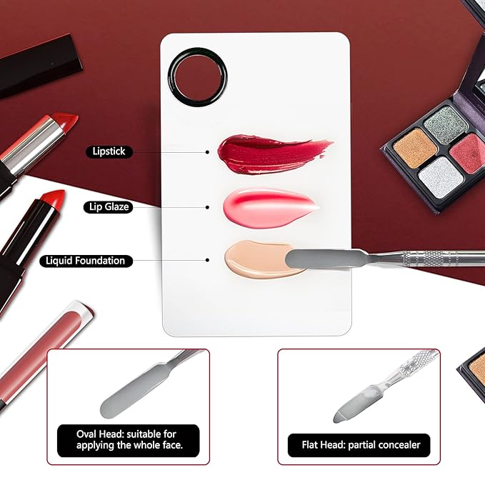 Upgrade Mixing Makeup Palette, Heart Stainless Steel Cosmetic Palette with Spatula Tool, Nail-art Mixing Palette for Cosmetic Pigment Blending-Velvo Beauty