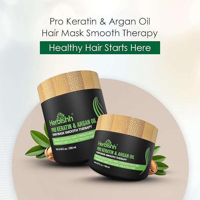 Herbishh Argan Hair Mask-Deep Conditioning & Hydration For Healthier Looking Hair for very Dry, Weak, Stressed Out Hair, No Sulphates, No Parabens-Velvo Beauty
