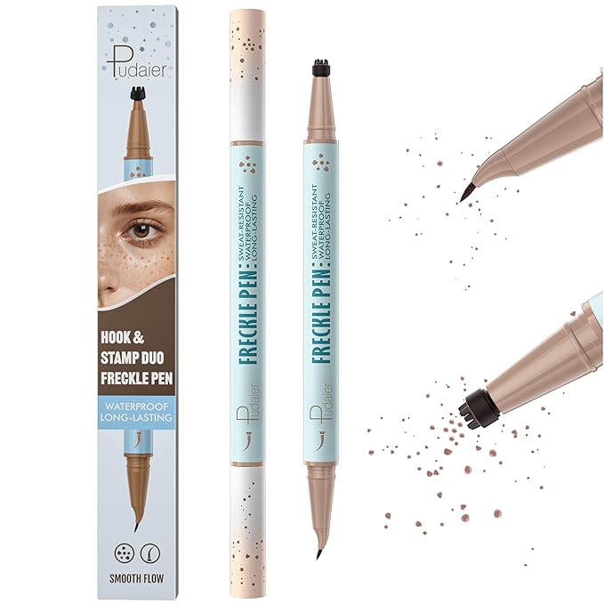 2-in-1 Dual Ended Microblading Freckle Pen & Freckle Stamp,Waterproof Freckle Stamp & Precise 15°Tip for Natural Lifelike Freckle Makeup,Perfect Make up,Last 24Hrs.-Velvo Beauty
