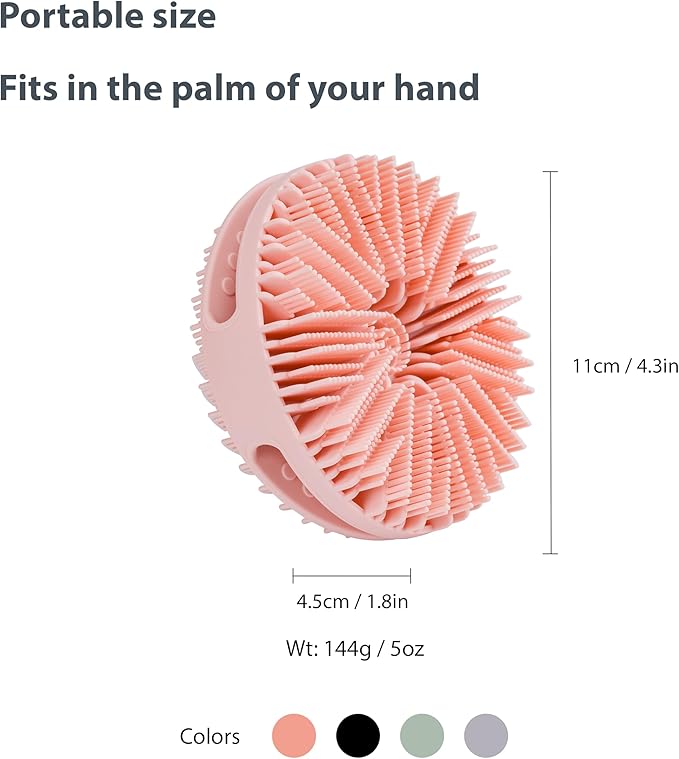 2 PC Silicone Exfoliating Body Scrubber, Silicone Body Shampoo Brush, Soft Silicone Loofah for Sensitive Skin, Shower Silicone Hair Scalp Massager, Easy to Clean, Lather Well(Pink&Black)-Velvo Beauty