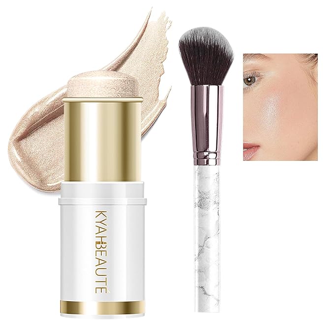 Ponhey Highlighter Makeup Stick for Face and Body, Non-greasy Finish,Delivers a Natural Glow, Long Lasting Waterproof Pearl White Glimmer Glow Sparkly Glitter Body Shimmer-Velvo Beauty
