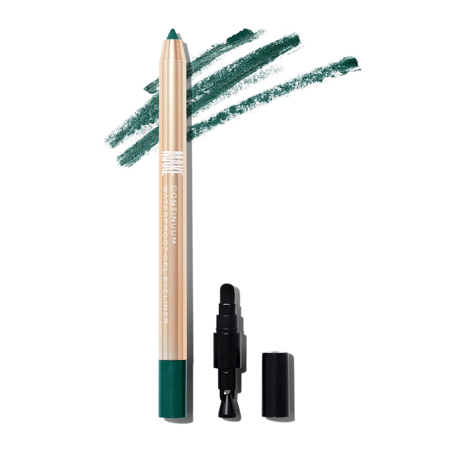 MAKE Beauty Continuum Waterproof Gel Eyeliner Pencil. Creamy, Pigmented Multi-Use, including Waterline with Built-in Sharpener and Blending Brush. Smudge-Proof Makeup. Shade - Emerald, Green-Velvo Beauty
