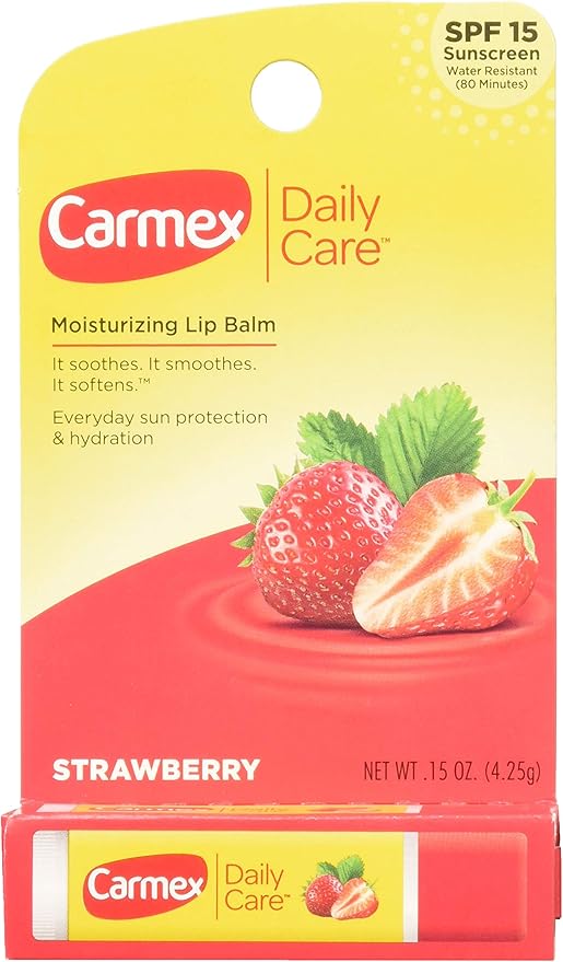 Carmex Lip Balm Stick, Strawberry, 3 Count-Velvo Beauty