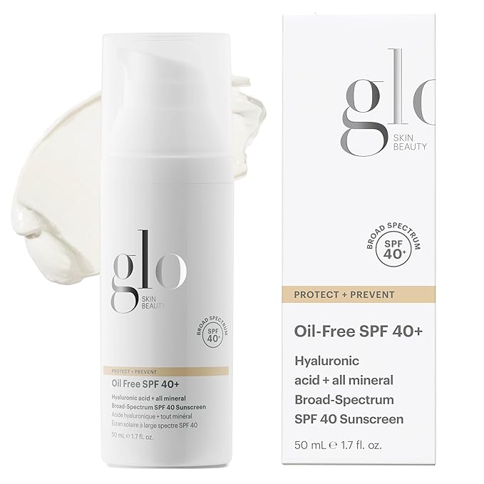Glo Skin Beauty Oil Free SPF 40+ Hyaluronic Acid Infused All Mineral Sunscreen - Protect Against Sun Damage & Aging Environmental Skin Stressors - Weightless, Invisible Finish-Velvo Beauty
