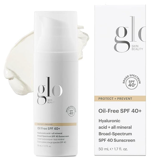 Glo Skin Beauty Oil Free SPF 40+ Hyaluronic Acid Infused All Mineral Sunscreen - Protect Against Sun Damage & Aging Environmental Skin Stressors - Weightless, Invisible Finish-Velvo Beauty