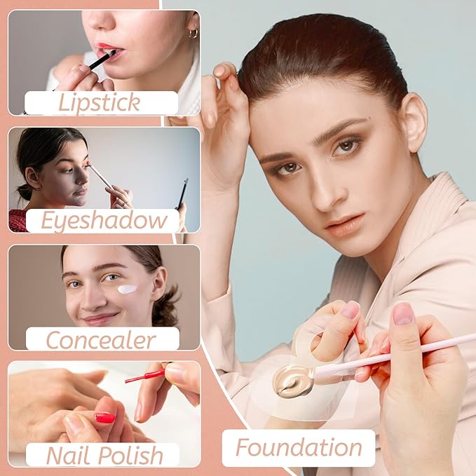 Makeup Mixing Palette Spatula Set, 2PCS Mini Acrylic Makeup Palette & 2PCS Silicone Skincare Spatula, Cream Foundation Palette for Mixing and Save Cosmetics (Pink,Square+Heart)-Velvo Beauty