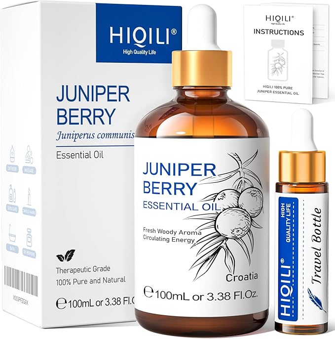 HIQILI 100ML Juniper Berry Essential Oil,100% Pure Natural Undiluted Premium - 3.38 Fl Oz-Velvo Beauty