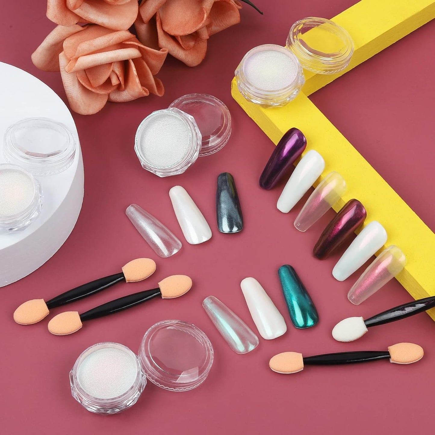 Artdone Chrome Nail Powder Metallic Mirror Effect Pigment Chrome Iridescent Aurora Nail Glitter Mermaid Pearl Glitter Dust Kit for Gel Polish Nail Art Decoration, Resin Craft-Velvo Beauty