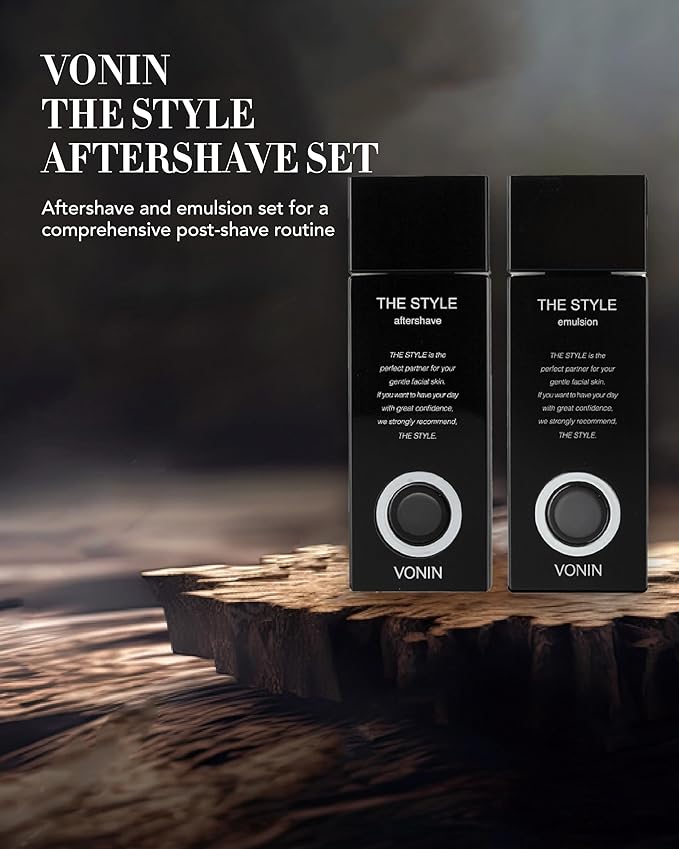 (The Style Aftershave Set, 11.5fl oz) - Men's Skincare Kit for Smooth Skin CoQ10, Cypress, AHA | Korean Skincare-Velvo Beauty