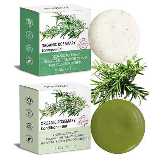 2 Pack Rosemary Shampoo Conditoner Bar Set,Thinning Hair-Volume Shampoo & Conditioner Bar for Men and Women,Hair Thickening & Regrowth Treatment,Hair Growth Soap for Anti-Hair Loss-Velvo Beauty