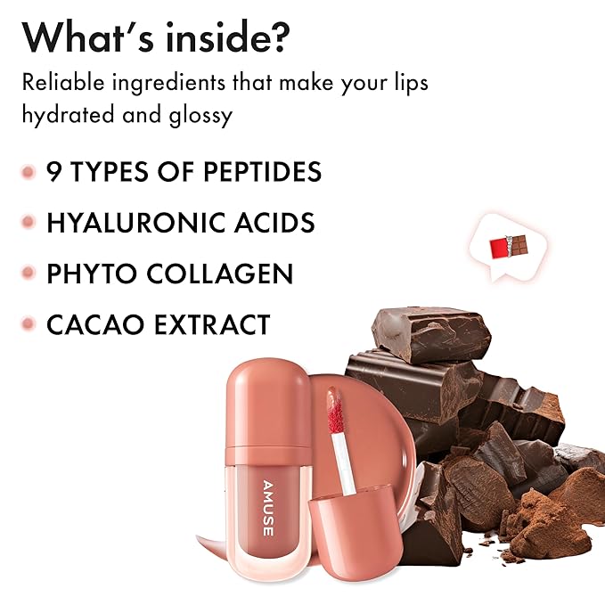 Amuse SEOUL BEBE TINT - 07 CHOCO GIRL | 24-hour Long-lasting Lip Stain, Plumping, Hydrating, Moisturizing, No Peel Off, Lip Care, Treatment, Non Sticky, Korean Lip Tint for Dry Lips-Velvo Beauty