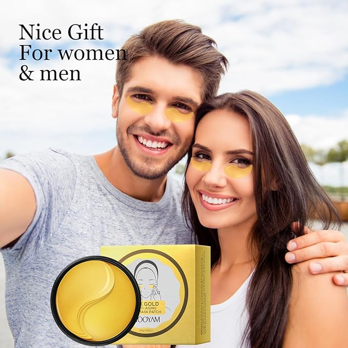 24k Gold Eye Treatment Maks 60PCS Under Eye Patch Cooling Under Eye Pads for Brightening Repairing and Refreshing Your Skin Under Eye Mask, Beauty Skin Care(gold)-Velvo Beauty