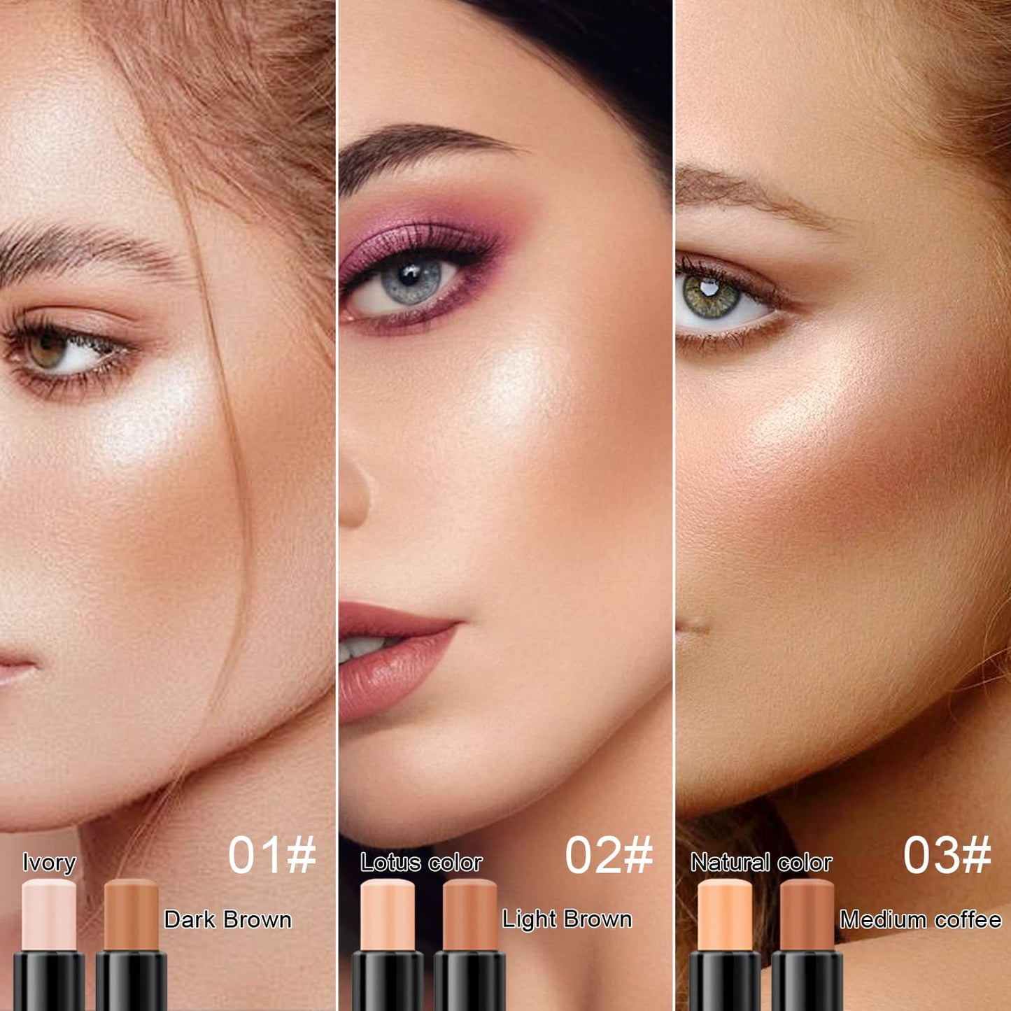 6 Colors Cream Contour Stick Makeup Kit,Shades with Highlighter and Blush Bronzer Contour Stick for Sculpt the Cheeks,Long Lasting,Waterproof,Matte & Dewy Finish for Woman (SET B)-Velvo Beauty