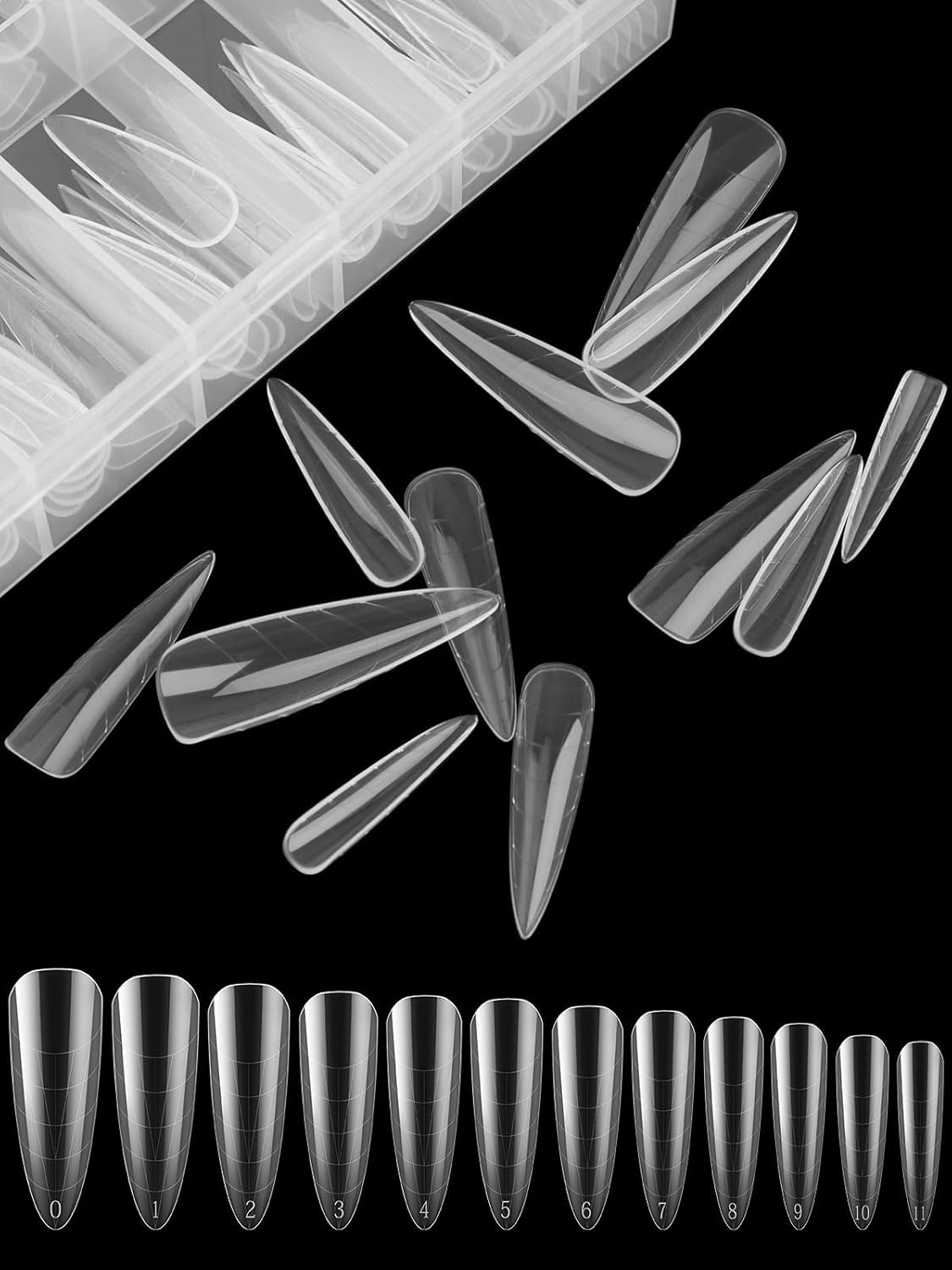 TOROKOM Nail Dual Forms for Poly Nail Gel, 120Pcs Stiletto Extension Gel Nail Molds Clear Acrylic Nail Tips, Full Cover Reusable Nail Forms for Builder Nail Gel Nail Art Design Salon&DIY-Velvo Beauty
