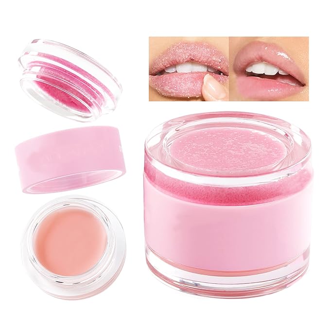 2 In 1 Lip Care Set - Lip Sleep Mask & Lip Scrub - Lip Wrinkles Improve - Cracked Lip Lipstick & Moisturizing Cream - Night Exfoliation Improve Dry and Peeling Lips - Suitable for All Skin Lip Primer-Velvo Beauty