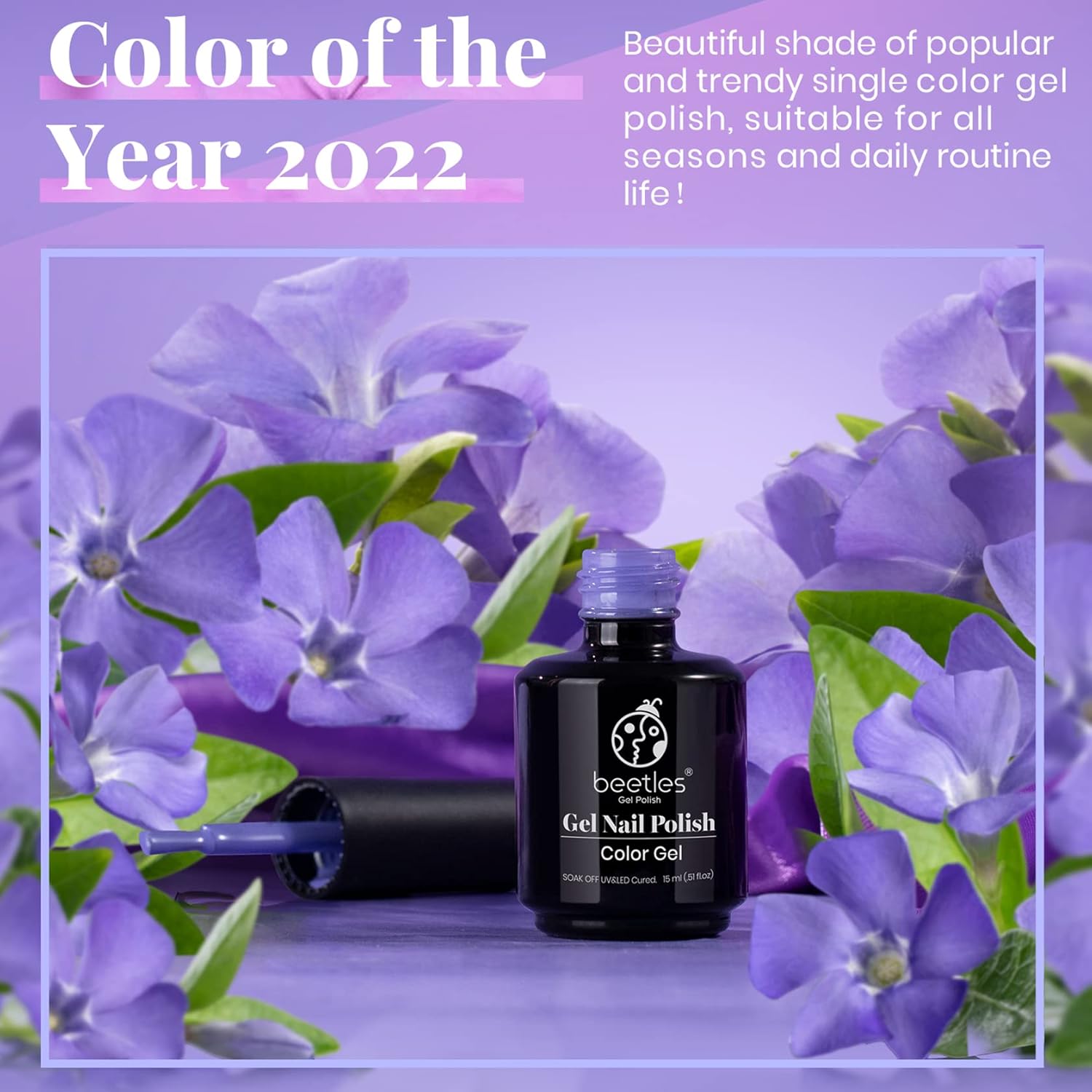 beetles Gel Polish Purple Gel Nail Polish Periwinkle Color 15ml Soak Off Uv Lamp Nail Art Manicure Salon Design DIY Home Gift for Women Girls-Velvo Beauty